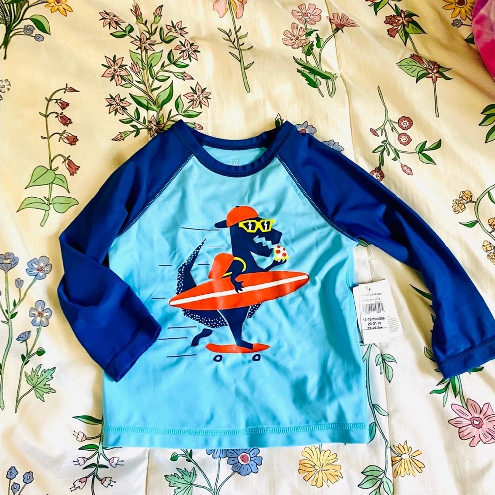 Baby gap skater Dino Long sleeve rash guard 12/18
